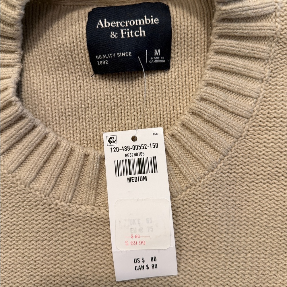 Abercrombie & Fitch patchwork crewneck sweater NWT - Picture 2 of 9
